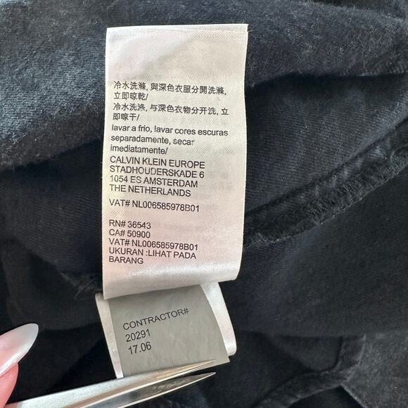 Calvin Klein Jeans Denim Shirt Dress WMNS XL Mini Button Up Black Long Sleeves - Picture 7 of 9